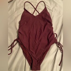 Maroon one piece swimsuit